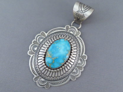 Blue Sonoran Rose Turquoise Pendant by Arnold Blackgoat