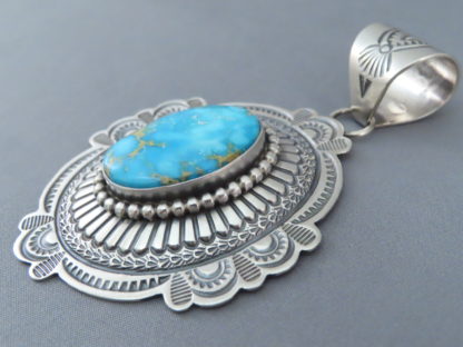 Blue Sonoran Rose Turquoise Pendant by Arnold Blackgoat