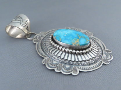 Blue Sonoran Rose Turquoise Pendant by Arnold Blackgoat