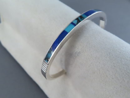 Turquoise and Lapis Inlay Cuff Bracelet (small)