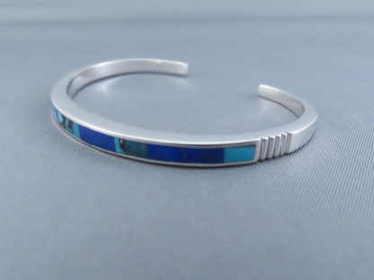 Turquoise and Lapis Inlay Cuff Bracelet (small)