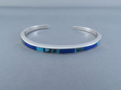 Turquoise and Lapis Inlay Cuff Bracelet (small)