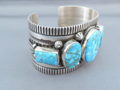 5-Stone Cuff Bracelet with Kingman Turquoise – Impressive!