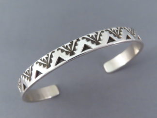 Buy Native American Jewelry - Very Large Bracelet Cuff in Sterling Silver by Navajo jeweler, Elvira Bill $235- FOR SALE