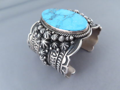 Wide Kingman Turquoise & Sterling Silver Bracelet