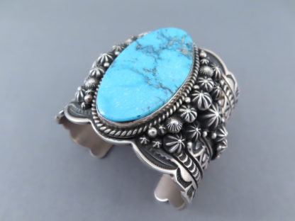 Wide Kingman Turquoise & Sterling Silver Bracelet