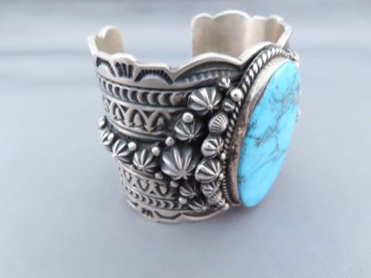 Wide Kingman Turquoise & Sterling Silver Bracelet