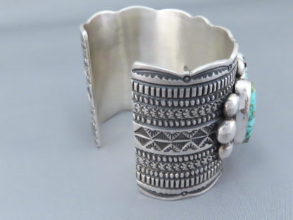 Kingman Turquoise Sterling Silver Cuff Bracelet by Guy Hoskie