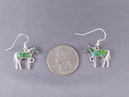 Green Turquoise Inlay HORSE Earrings
