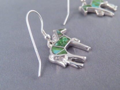 Green Turquoise Inlay HORSE Earrings