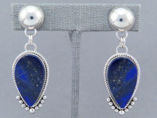 Large Lapis Earrings in Sterling Silver by Native American Jewelry Artist, Artie Yellowhorse $565- FOR SALE