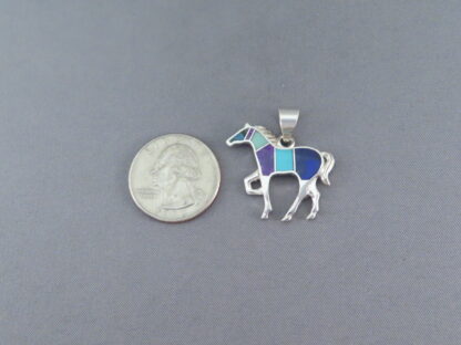 Inlaid Multi-Stone Horse Pendant (Medium Size)