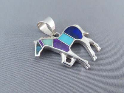 Inlaid Multi-Stone Horse Pendant (Medium Size)