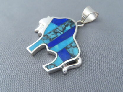 Turquoise & Lapis Inlay Bison Pendant