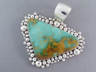 King’s Manassa Turquoise Pendant by Artie Yellowhorse (Large)