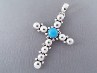 Artie Yellowhorse Sleeping Beauty Turquoise Cross Pendant