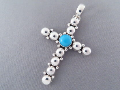 Artie Yellowhorse Sleeping Beauty Turquoise Cross Pendant