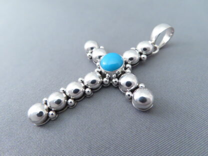 Artie Yellowhorse Sleeping Beauty Turquoise Cross Pendant