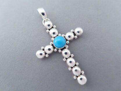 Artie Yellowhorse Sleeping Beauty Turquoise Cross Pendant