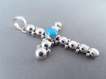 Artie Yellowhorse Sleeping Beauty Turquoise Cross Pendant