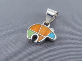 Colorful Multi-Stone Inlay Bear Pendant (small)