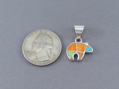 Colorful Multi-Stone Inlay Bear Pendant (small)