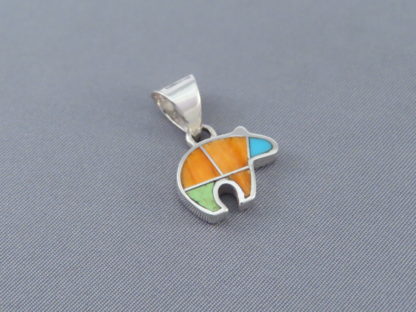Colorful Multi-Stone Inlay Bear Pendant (small)
