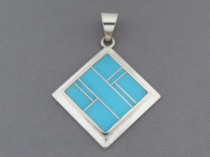 Turquoise Inlay Diamond-Shaped Pendant