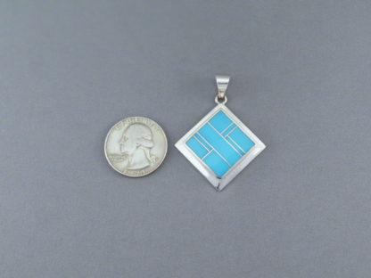 Turquoise Inlay Diamond-Shaped Pendant