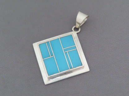 Turquoise Inlay Diamond-Shaped Pendant