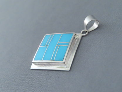 Turquoise Inlay Diamond-Shaped Pendant