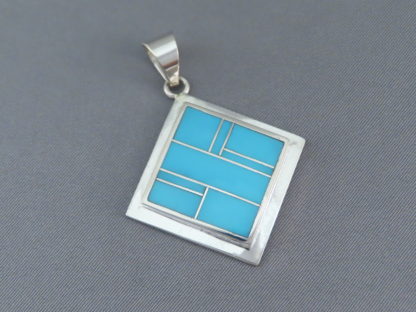 Turquoise Inlay Diamond-Shaped Pendant