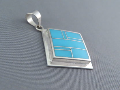 Turquoise Inlay Diamond-Shaped Pendant