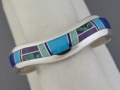 Inlaid Multi-Stone Cuff Bracelet