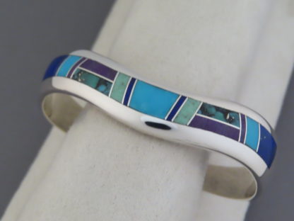 Inlaid Multi-Stone Cuff Bracelet