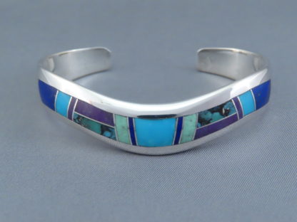 Inlaid Multi-Stone Cuff Bracelet