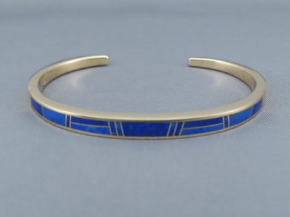 Gold Bracelet with Lapis Inlay