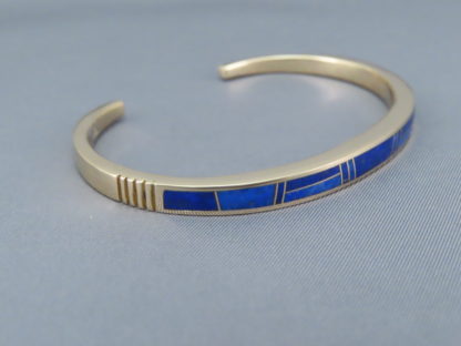 Gold Bracelet with Lapis Inlay