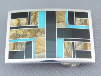 Multi-Stone Inlay Belt Buckle featuring Turquoise