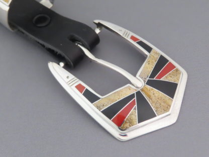 Multi-Stone Inlay Belt Buckle with Coral (Ranger Buckle Set)