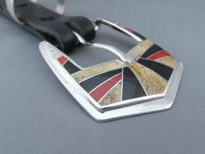 Multi-Stone Inlay Belt Buckle with Coral (Ranger Buckle Set)