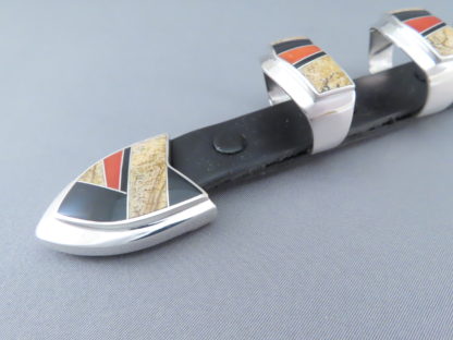 Multi-Stone Inlay Belt Buckle with Coral (Ranger Buckle Set)