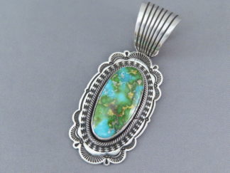 Turquoise Jewelry - Sonoran Gold Turquoise Pendant Slider by Navajo jeweler, Albert Jake FOR SALE $575-