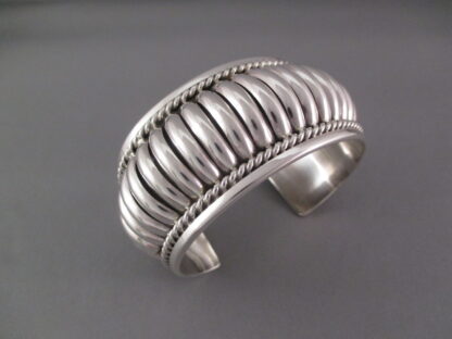 Sterling Silver Cuff Bracelet by Navajo artist, Tom Charlie