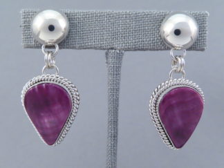 Native American Jewelry - Purple Spiny Oyster Shell Earrings by Navajo jeweler, Artie Yellowhorse $245- FOR SALE