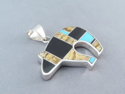 Multi-Stone Inlay Bear Pendant featuring Turquoise