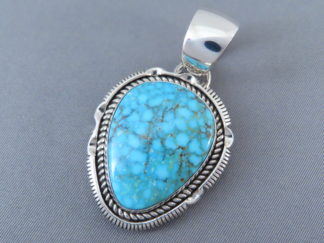 Shop Navajo Jewelry - Sterling Silver & Kingman Turquoise Pendant by Navajo jeweler, Artie Yellowhorse $545- FOR SALE