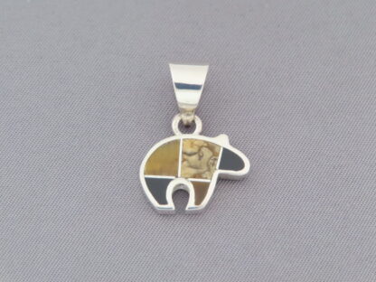 Multi-Stone Inlay Bear Pendant (small)