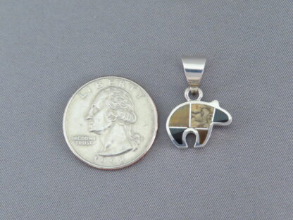 Multi-Stone Inlay Bear Pendant (small)