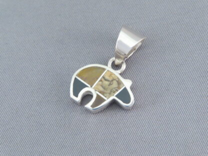 Multi-Stone Inlay Bear Pendant (small)